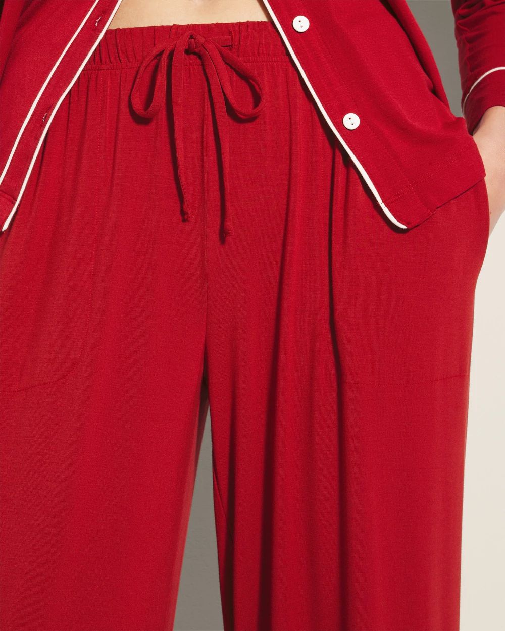 Cool Nights Solid Piped Pajama Pants
