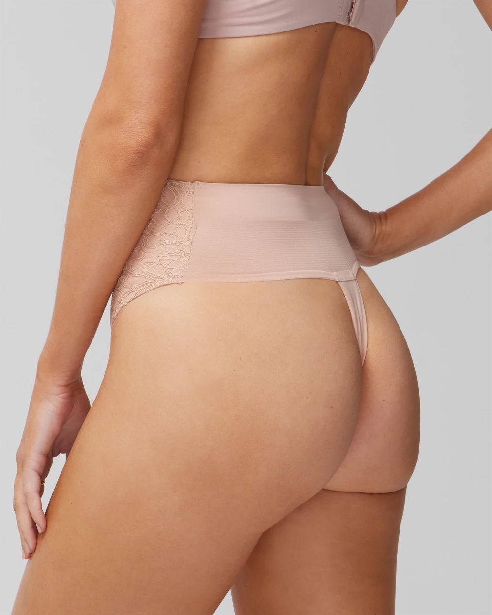 Vanishing Tummy High-Waist Thong Panty With Lace