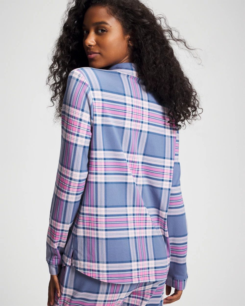 Long-Sleeve Notch Collar Pajama Top click to view larger image.