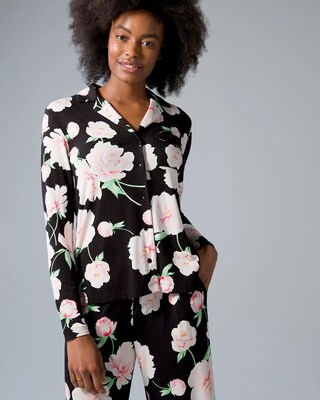 Long Sleeve Notch Collar Pajama Top