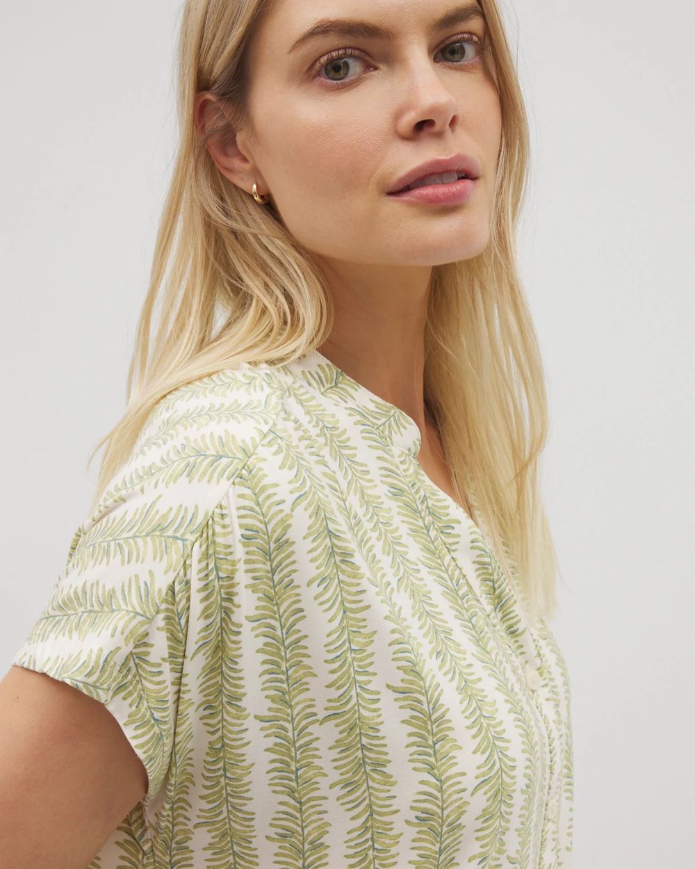 Cool Nights Mandarin Collar Short Sleeve Pajama Top