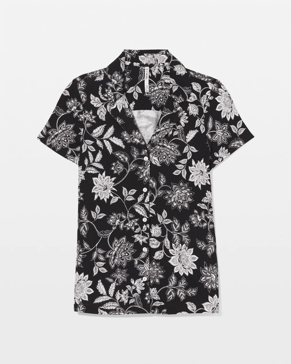 Short Sleeve Notch Collar Pajama Top