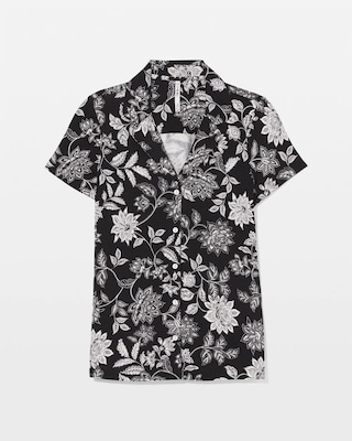 Short Sleeve Notch Collar Pajama Top click to view larger image.