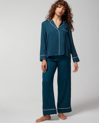 Long-Sleeve Notch Collar Pajama Top click to view larger image.