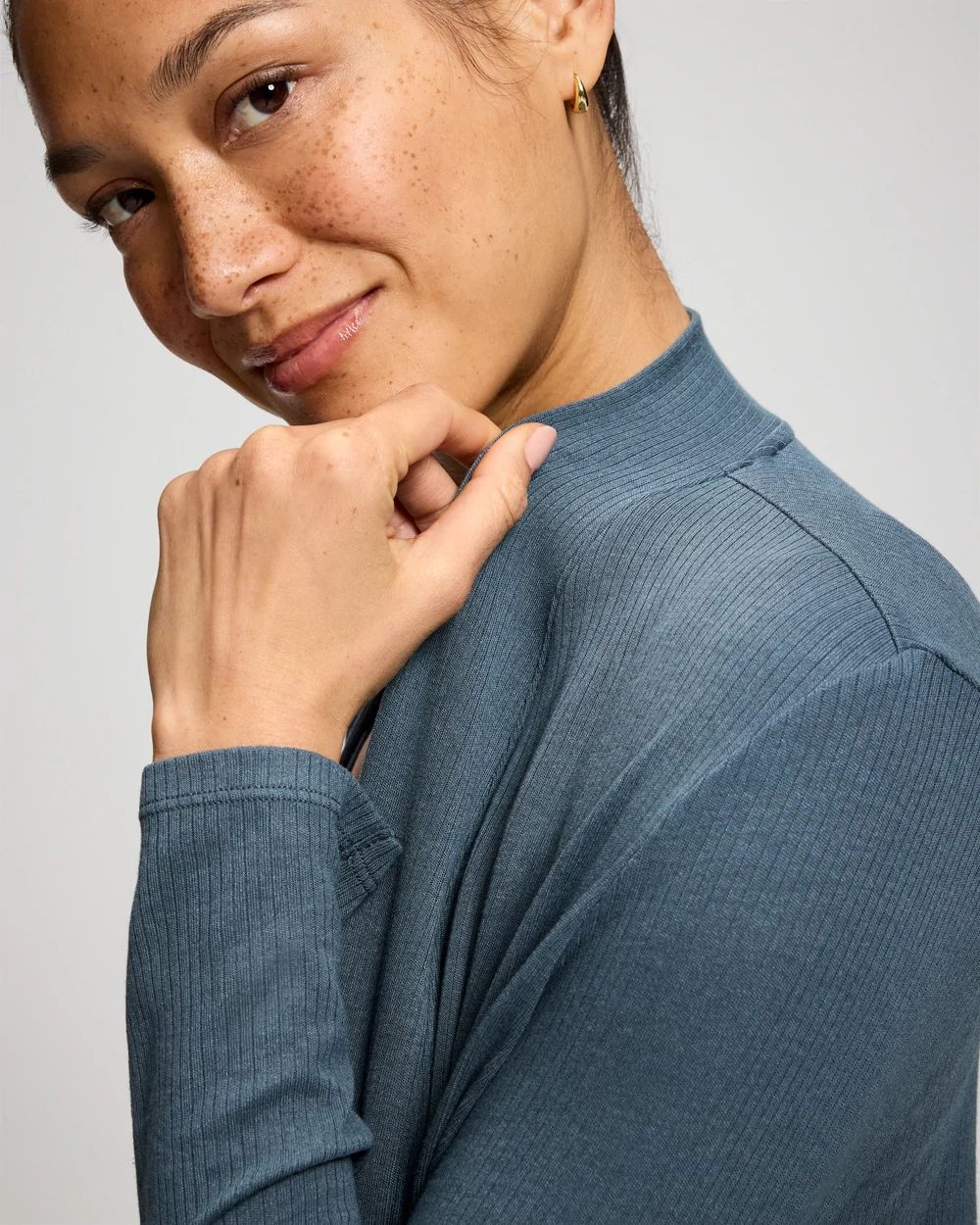 Lightweight Rib Knit Long Sleeve Wrap