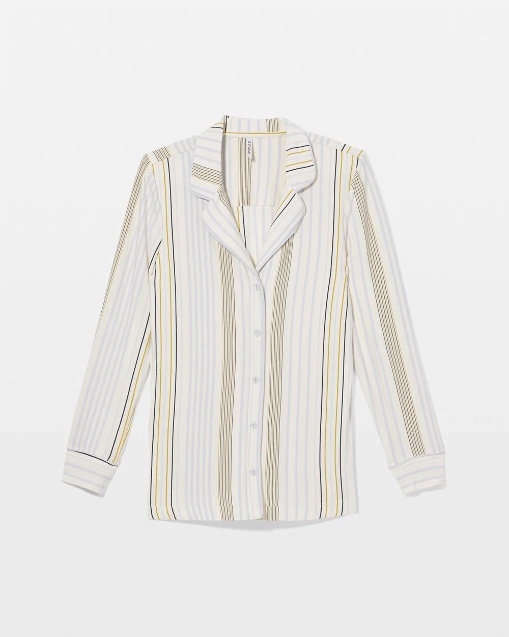 Long-Sleeve Printed Notch Collar Pajama Top click to view larger image.