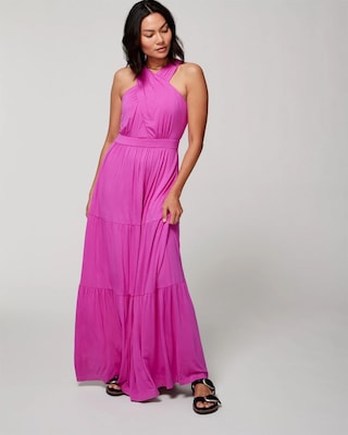 Crossover Halter Maxi Bra Dress