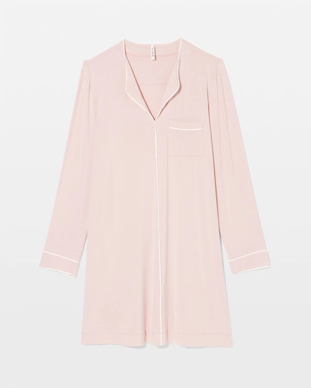Cool Nights Piped Long-Sleeve Sleepshirt