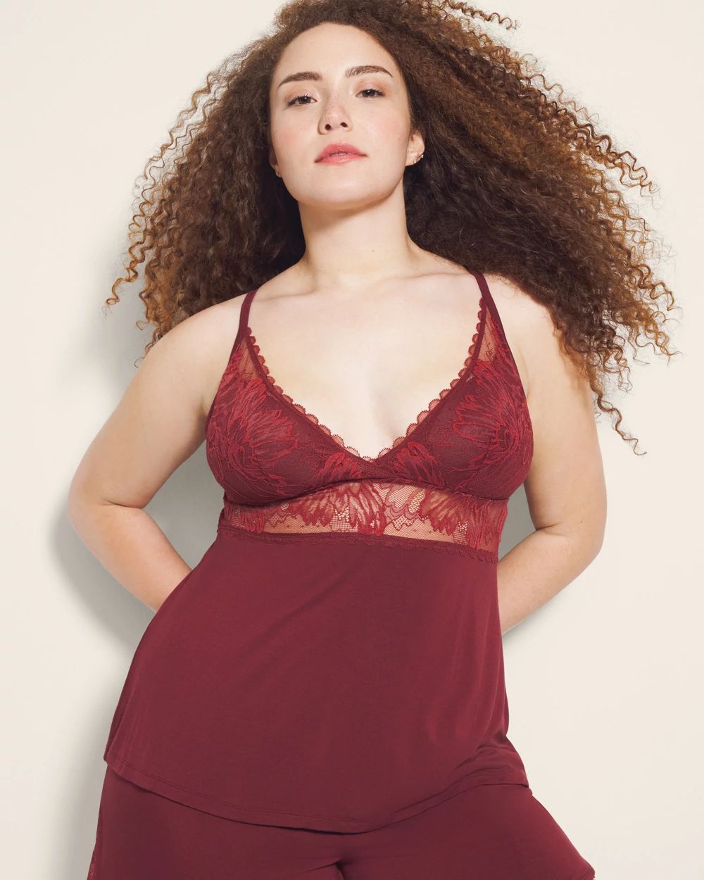 Pajama Cami With Plunge Necklline