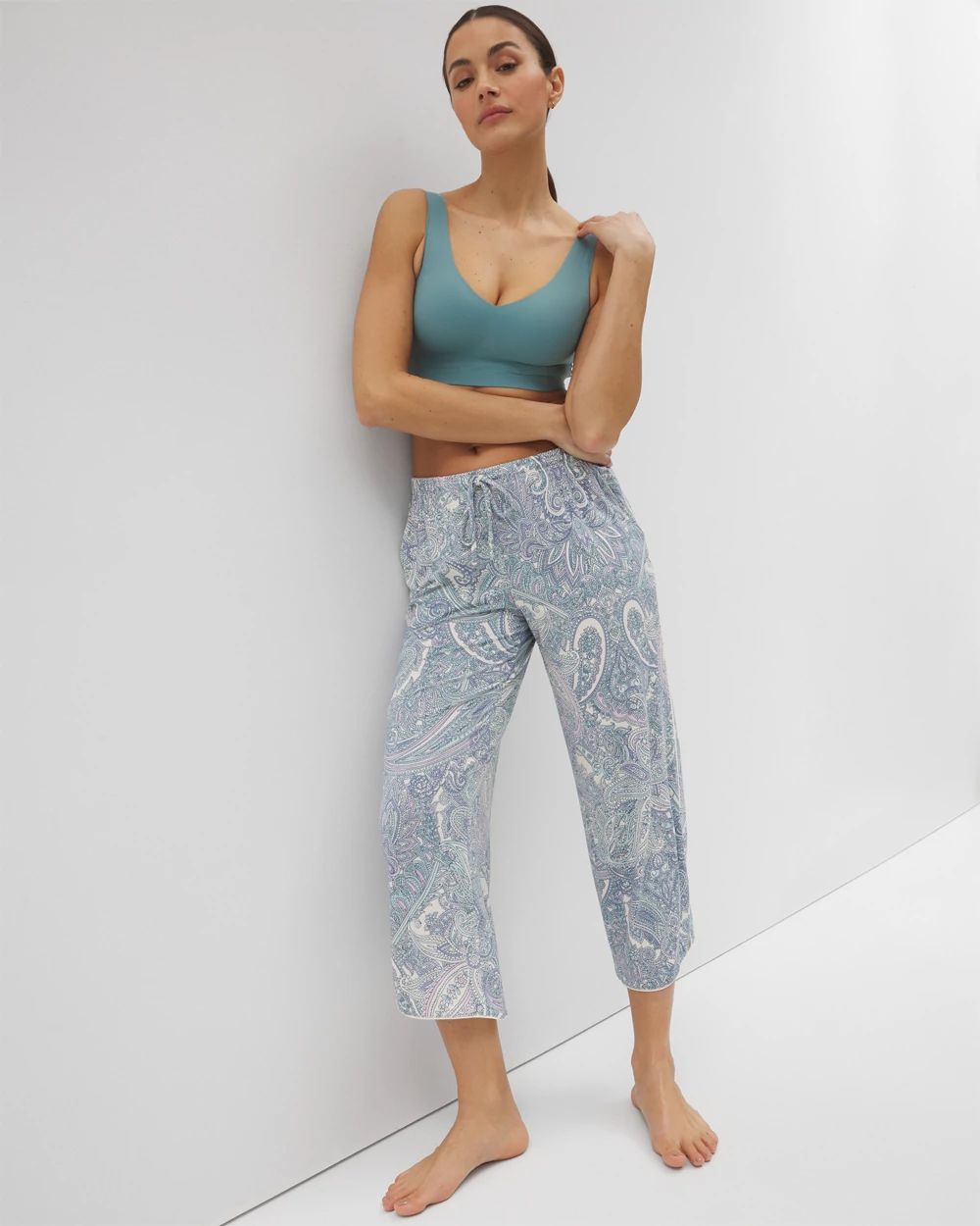 Cool Nights Piped Crop Pajama Pants