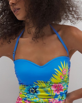 Let's Get Away Shirred Bandeau One Piece click to view larger image.