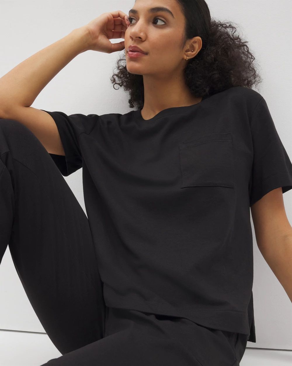 Most Loved Cotton Short-Sleeve Pocket Pajama Tee