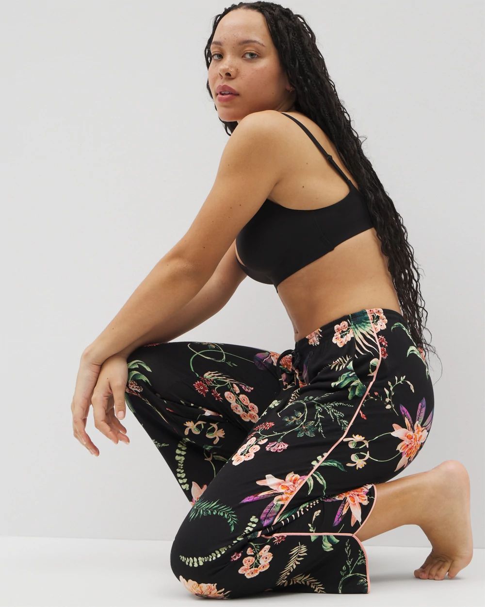 Cool Nights Piped Crop Pajama Pants