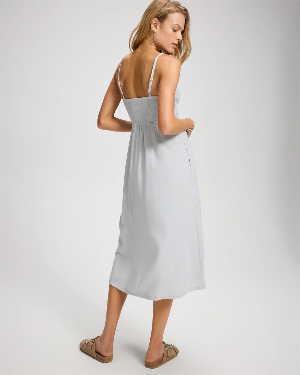 Beach Cotton Smocked Midi Dress