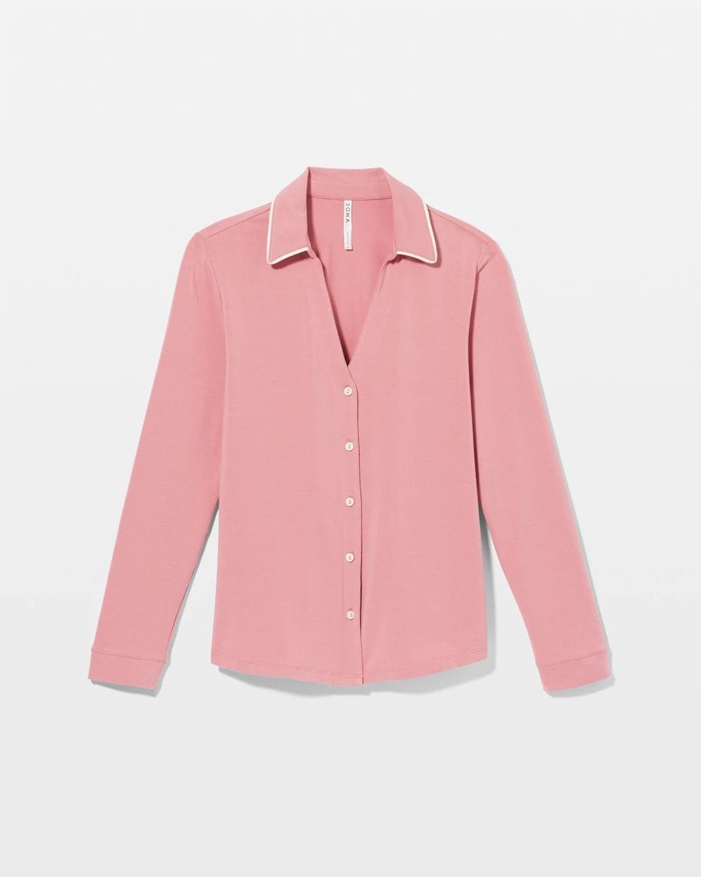 Long-Sleeve Notch Collar Pajama Top click to view larger image.