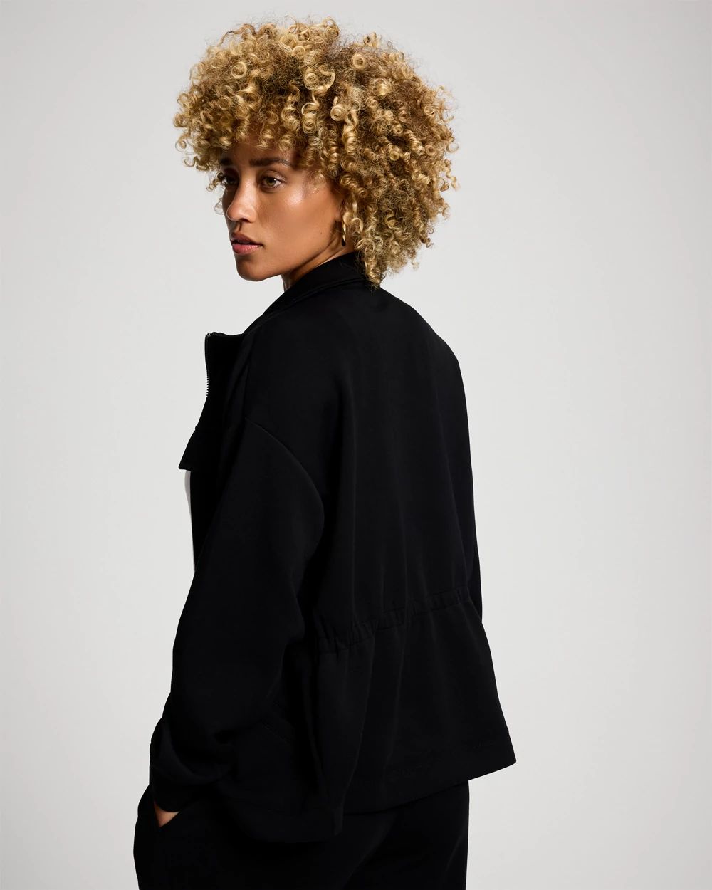 Modern Modal Funnel Neck Cinch Jacket click to view larger image.