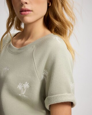 Cotton Terry Relaxed Short Sleeve Rolled Cuff Sweatshirt click to view larger image.
