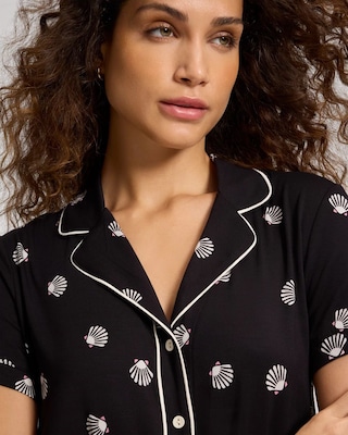 Short Sleeve Notch Collar Pajama Top click to view larger image.