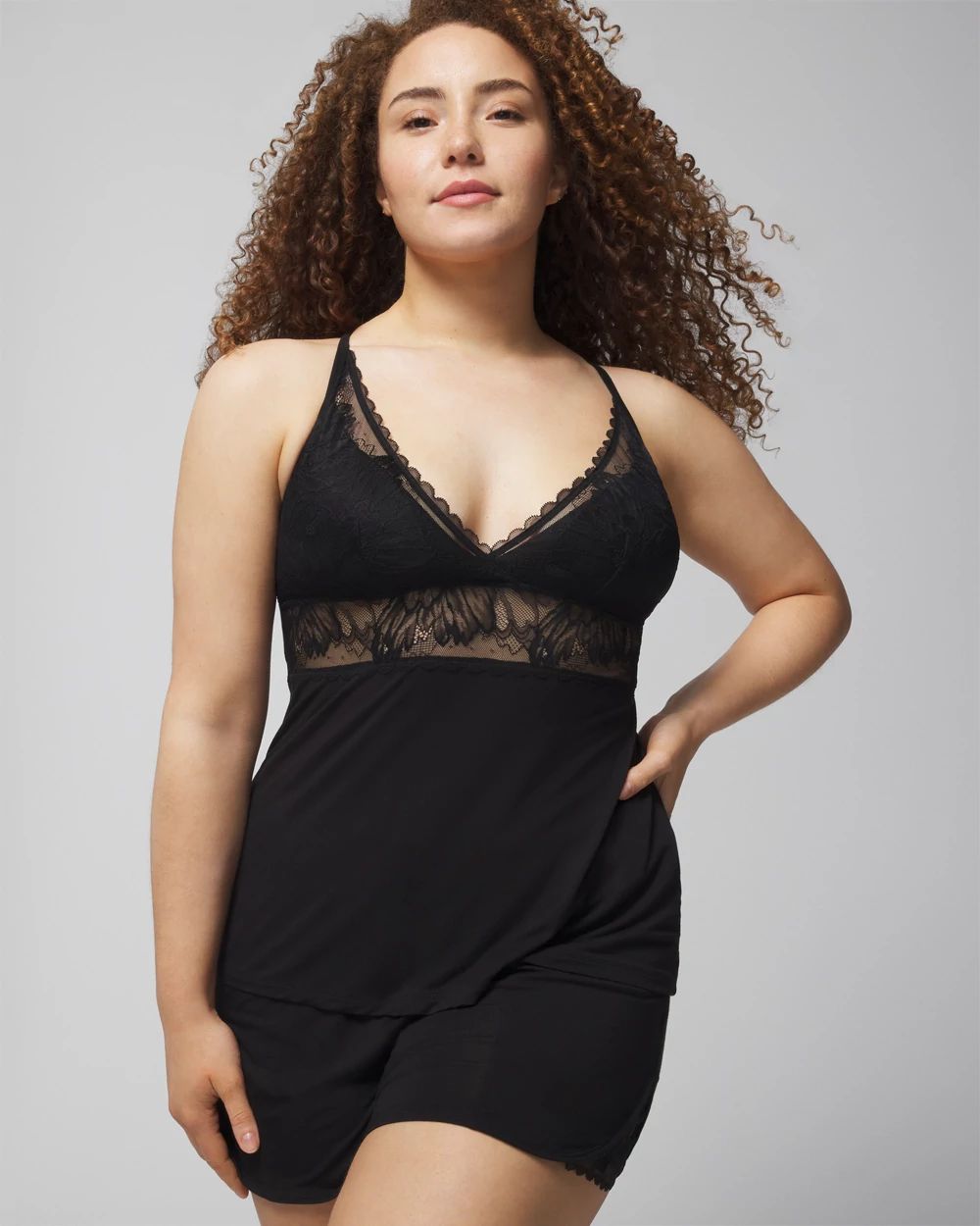 Pajama Cami With Plunge Necklline
