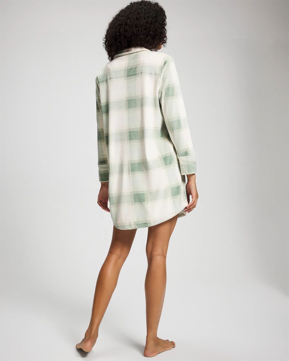 Microfleece Long-Sleeve Notch Collar Sleepshirt