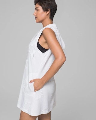 Sail Away Puff Zip Front Hoodie Dress Coverup