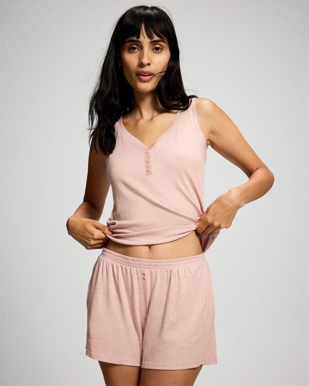 Lightweight Rib Knit Pajama Shorts