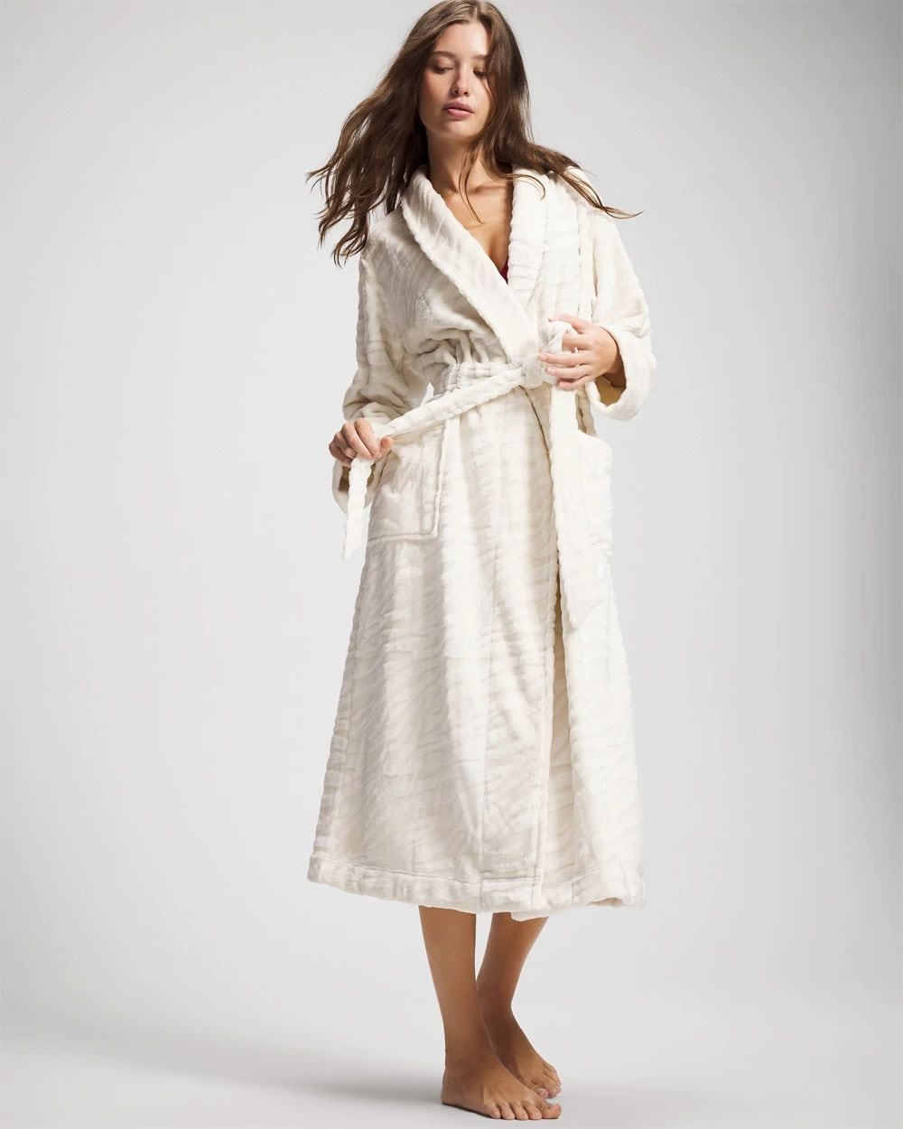 Textured Plush Long Robe