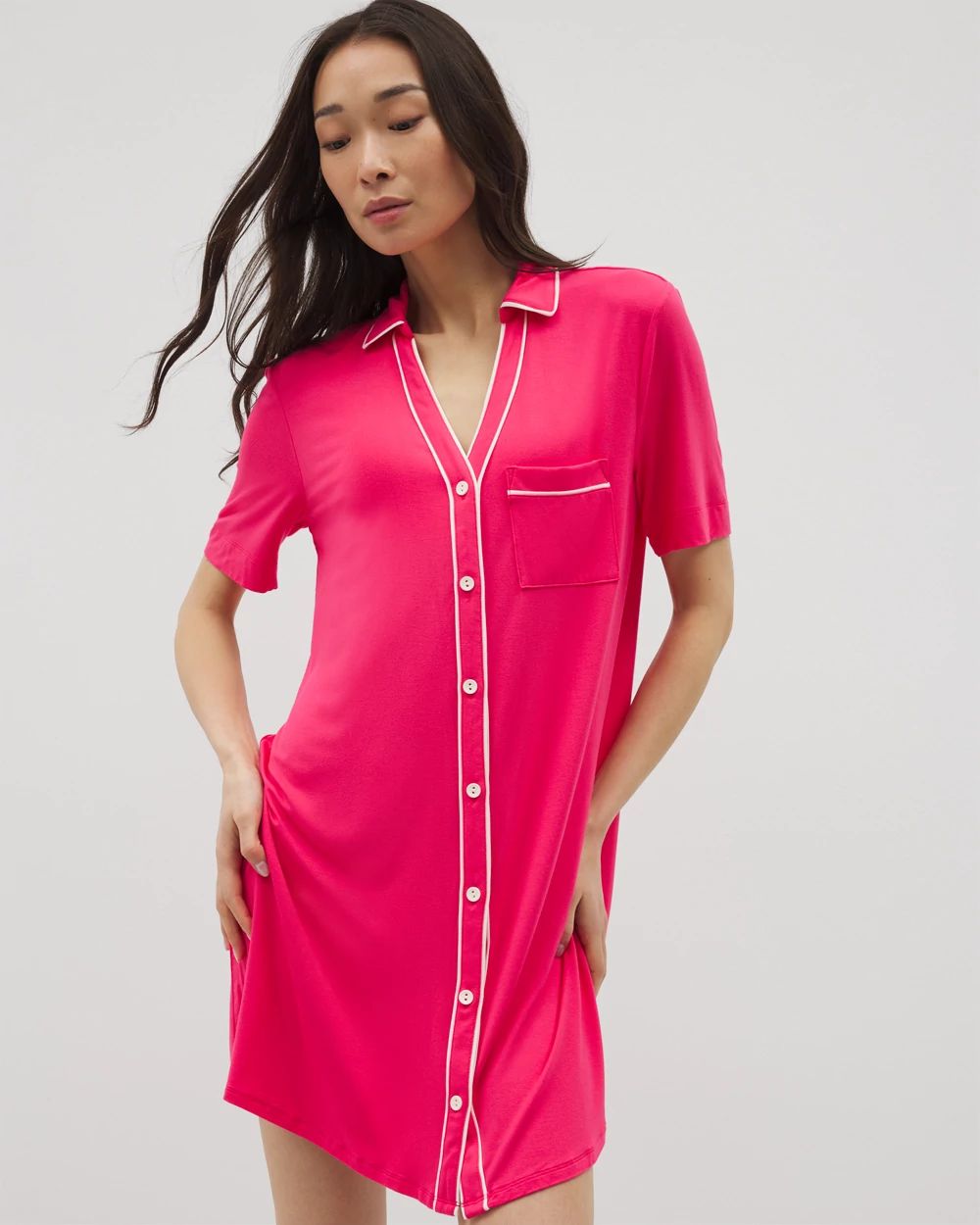 Cool Nights Button-Front Sleepshirt