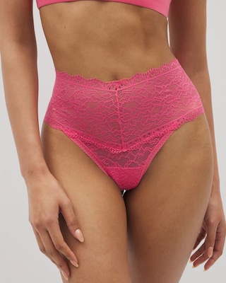 High-Waist Thong Panty with Enchanting Lace