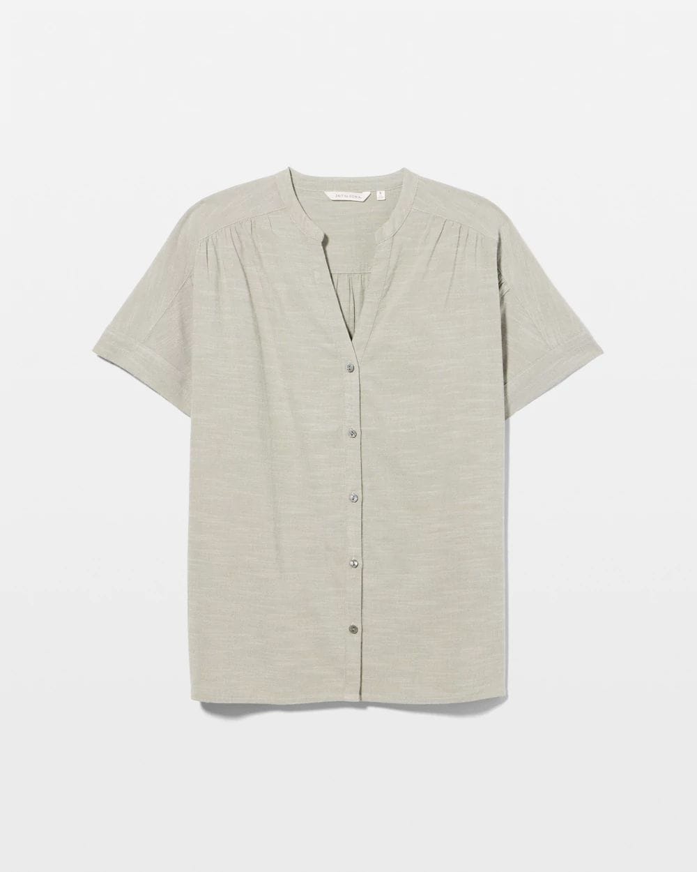 Beach Cotton Relaxed Shirred Collar Top click to view larger image.