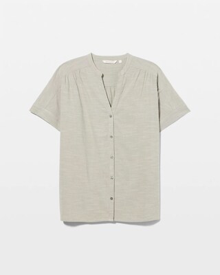 Beach Cotton Relaxed Shirred Collar Top click to view larger image.