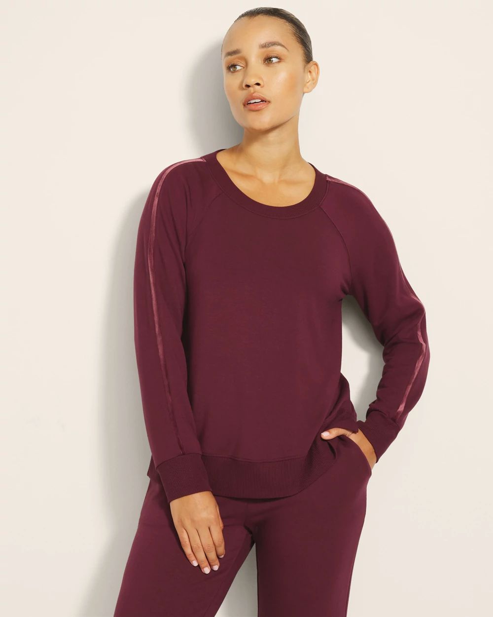 Ultra Soft Fleece Velour Trim Crewneck