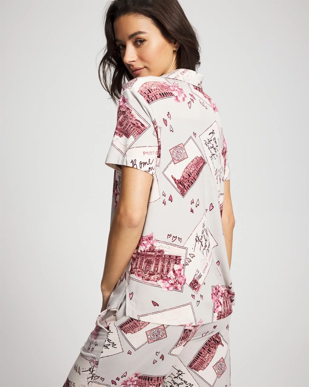 Cool Nights Short Sleeve Notch Collar Pajama Top