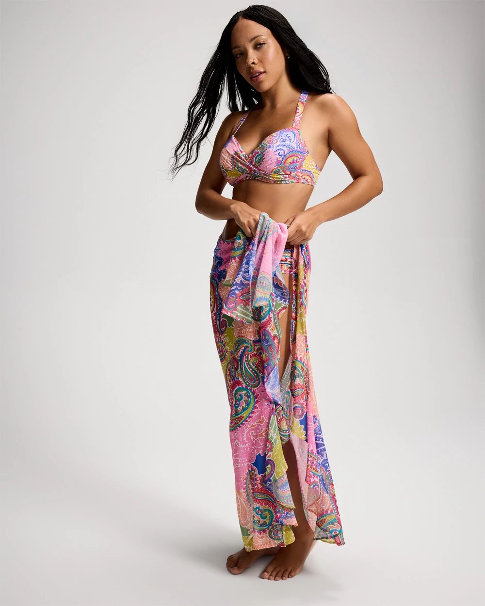 Bleu Rod Beattie La Vida Bohemia Chiffon Ruffle Sarong Swim Cover-Up click to view larger image.
