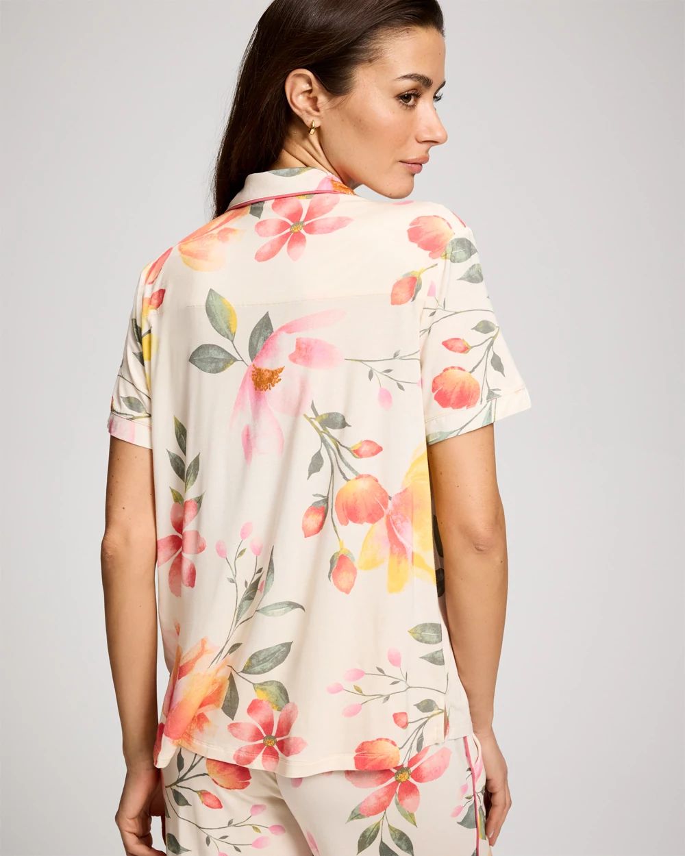 Short Sleeve Notch Collar Pajama Top click to view larger image.