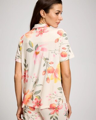 Short Sleeve Notch Collar Pajama Top click to view larger image.