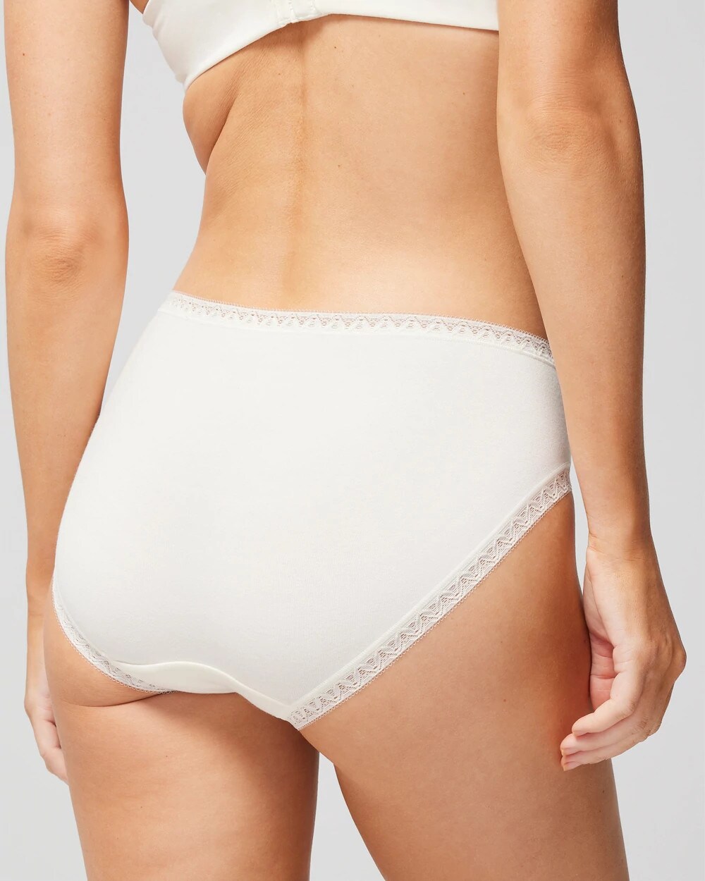 Cotton High-Leg Brief Panty with Lace Trim