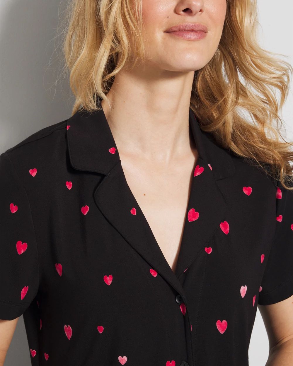 Cool Nights Short Sleeve Notch Collar Pajama Top