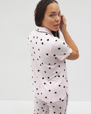 Piped Short Sleeve Notch Collar Pajama Top click to view larger image.