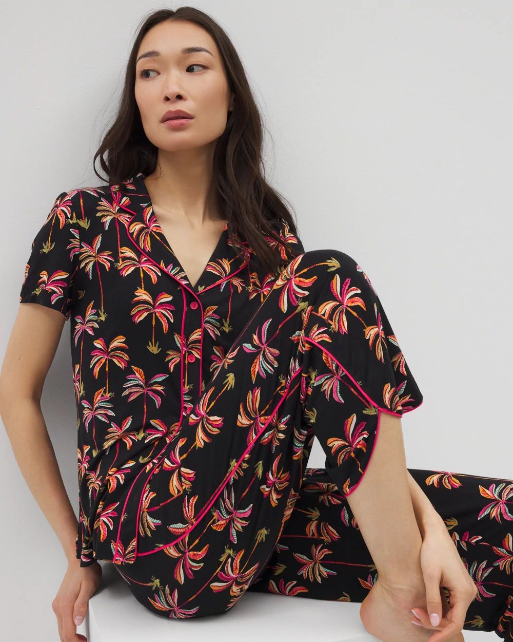 Cool Nights Piped Crop Pajama Pants