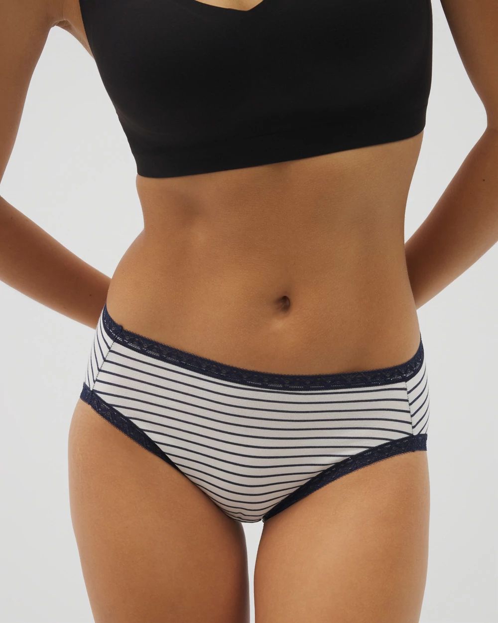 Cotton High-Leg Brief Panty with Lace Trim