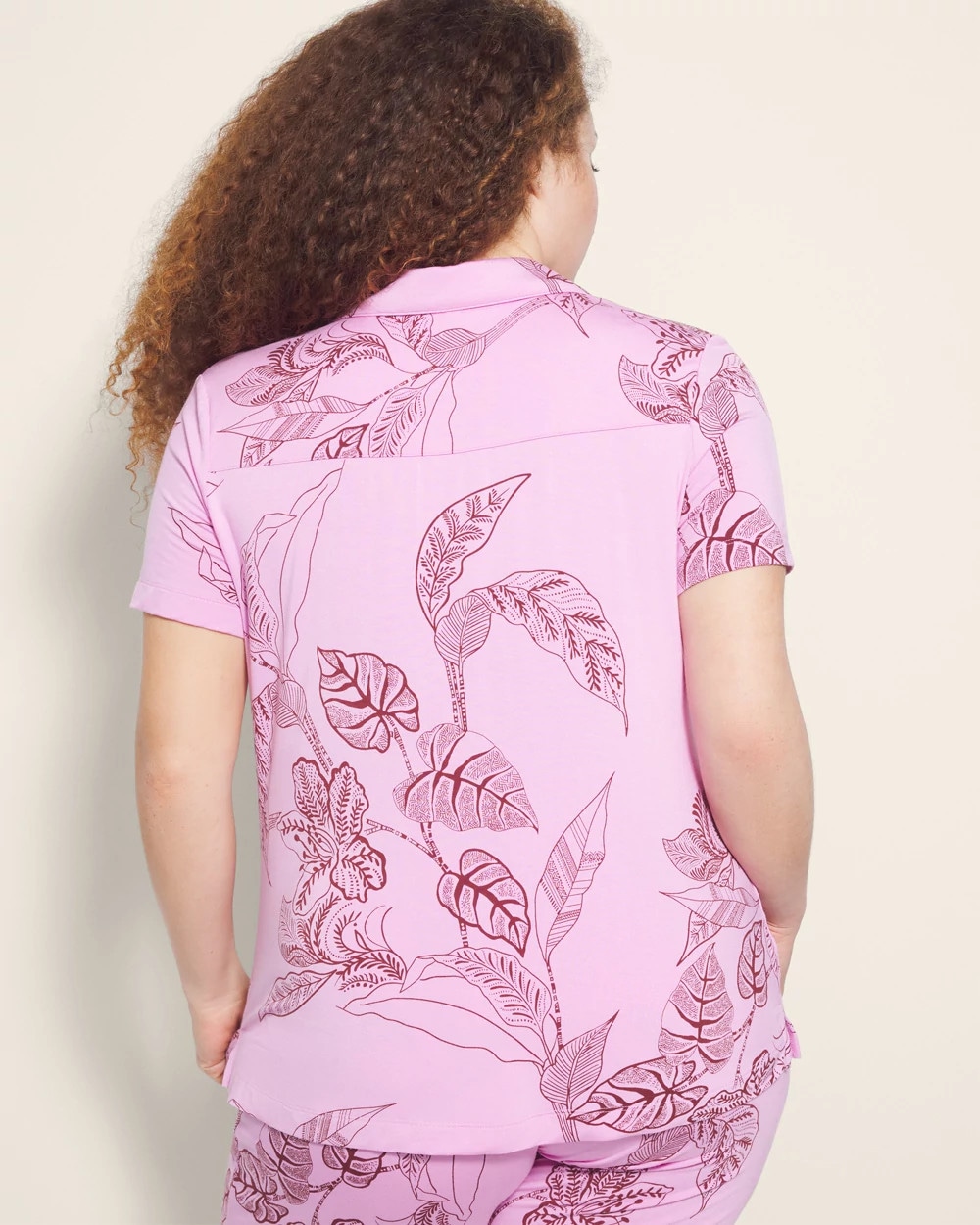 Short Sleeve Notch Collar Pajama Top