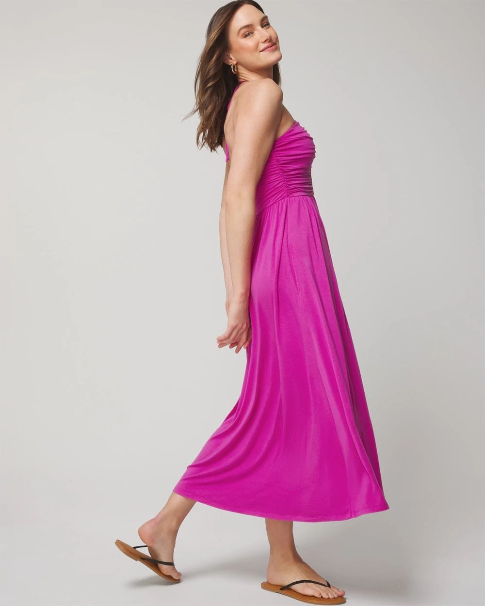Soft Jersey Halter Tie Midi Bra Dress