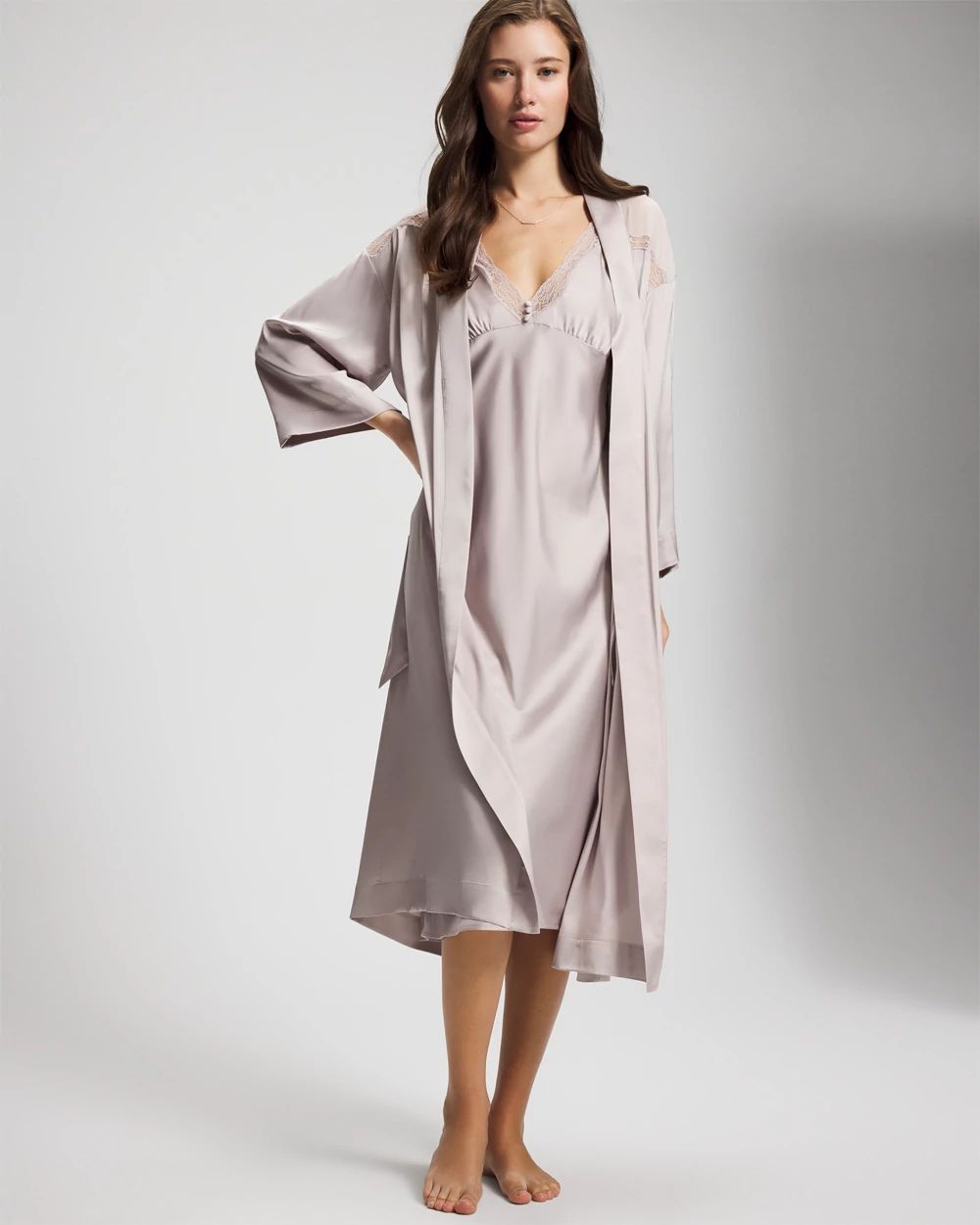 Satin Lace Long Robe