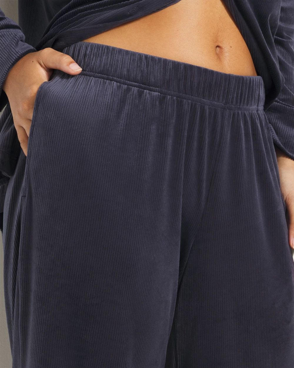 Velvety Ribbed Wide-Leg Pajama Pants
