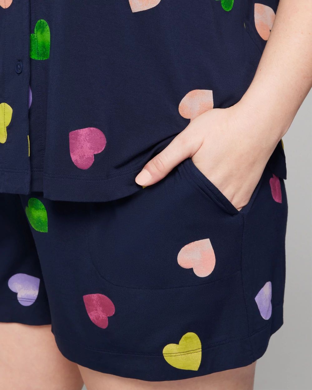 Short-Sleeve Notch Shorts Pajama Set