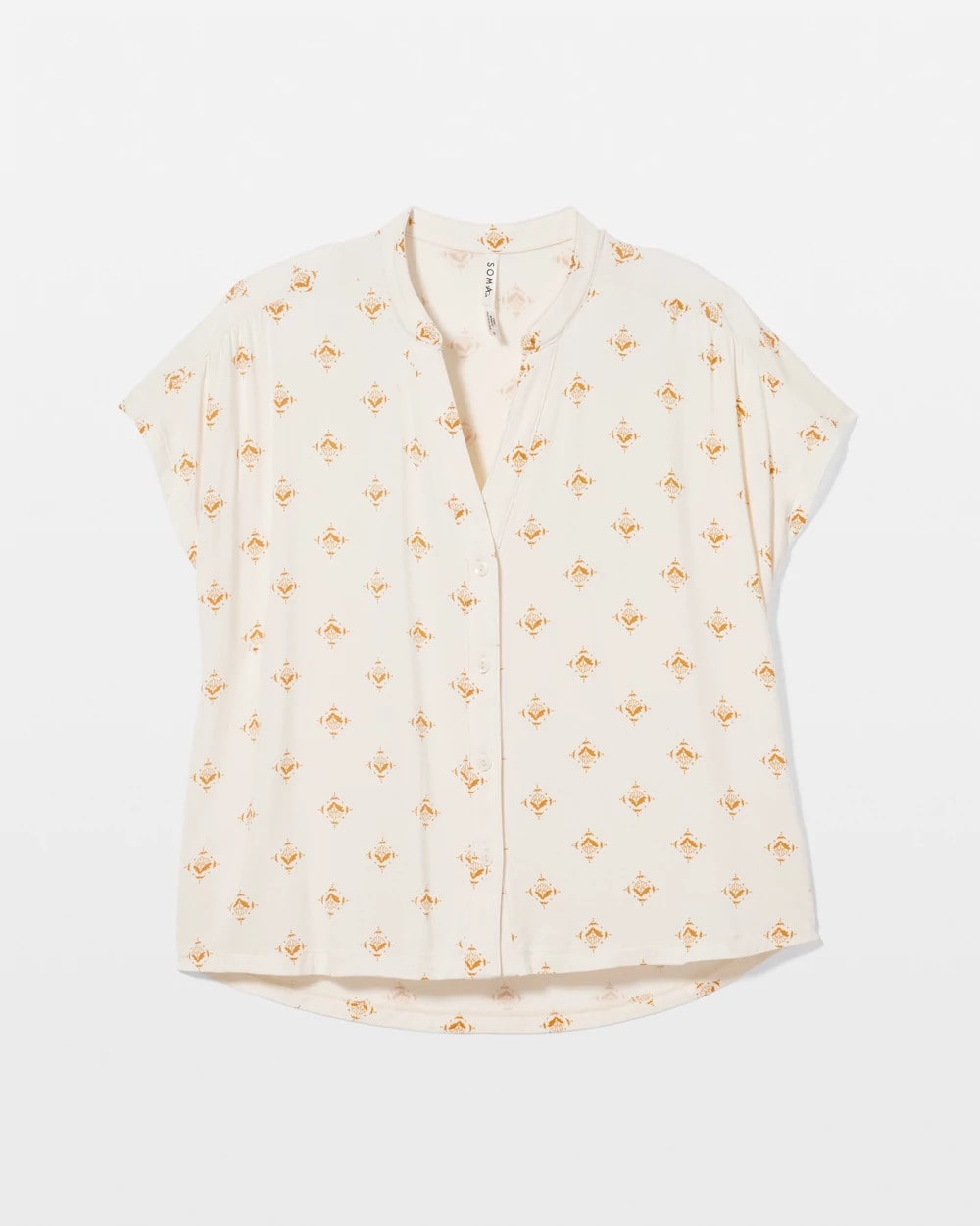 Mandarin Collar Short Sleeve Pajama Top