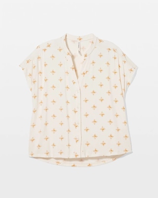 Mandarin Collar Short Sleeve Pajama Top click to view larger image.