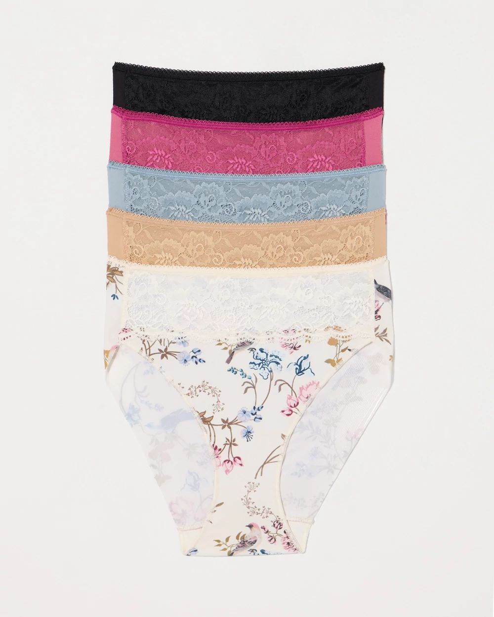 Edge High-Leg Brief Panty with Lace 5 Pack