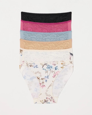 Edge High-Leg Brief Panty with Lace 5 Pack